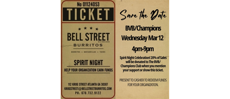 Support BVBIA Atlanta/Champions FC at Bell Street Burritos Spirit Night!